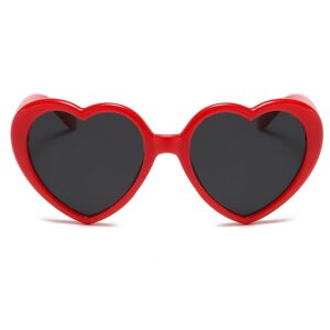 Armear Women Fashion Oversized Heart Sunglasses Retro Lady Girl Cute Love Shaped Large Plastic Eyeglasses Red