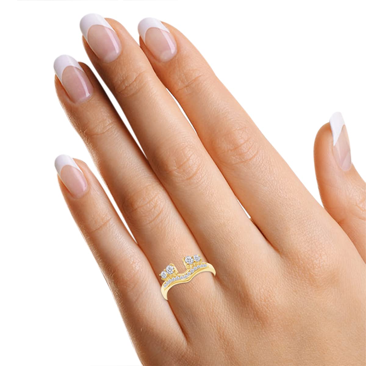 Jewel Zone US White Cubic Zirconia Anniversary Wrap Enhancer Ring in 14k Yellow Gold Over Sterling Silver