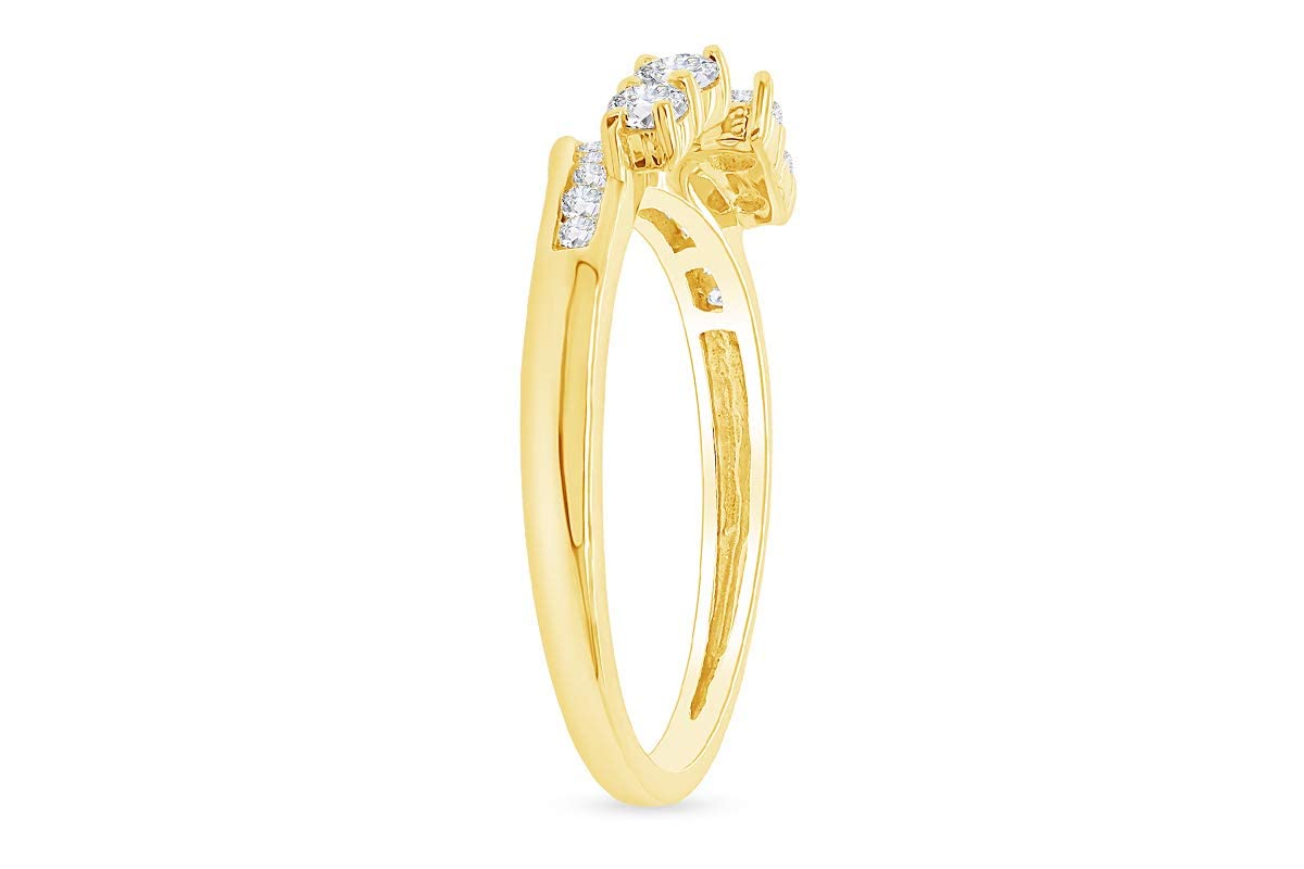 Jewel Zone US White Cubic Zirconia Anniversary Wrap Enhancer Ring in 14k Yellow Gold Over Sterling Silver