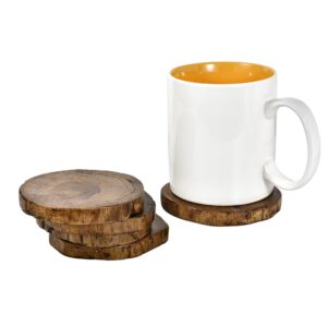 Teak Wood Natural Tree Bark Coaster Set of 5