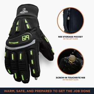 RefrigiWear Insulated Extreme Freezer Gloves, Winter Work Gloves with Touch-Rite Nib for Touchscreen, -30°F Comfort Rating (Black, Large)