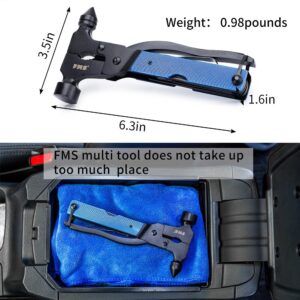 FMS Stainless Steel Multi Tool, Portable Multi-functional Hammer Kit with Nylon Belt Pouch for Car Emergency, Camping, Household