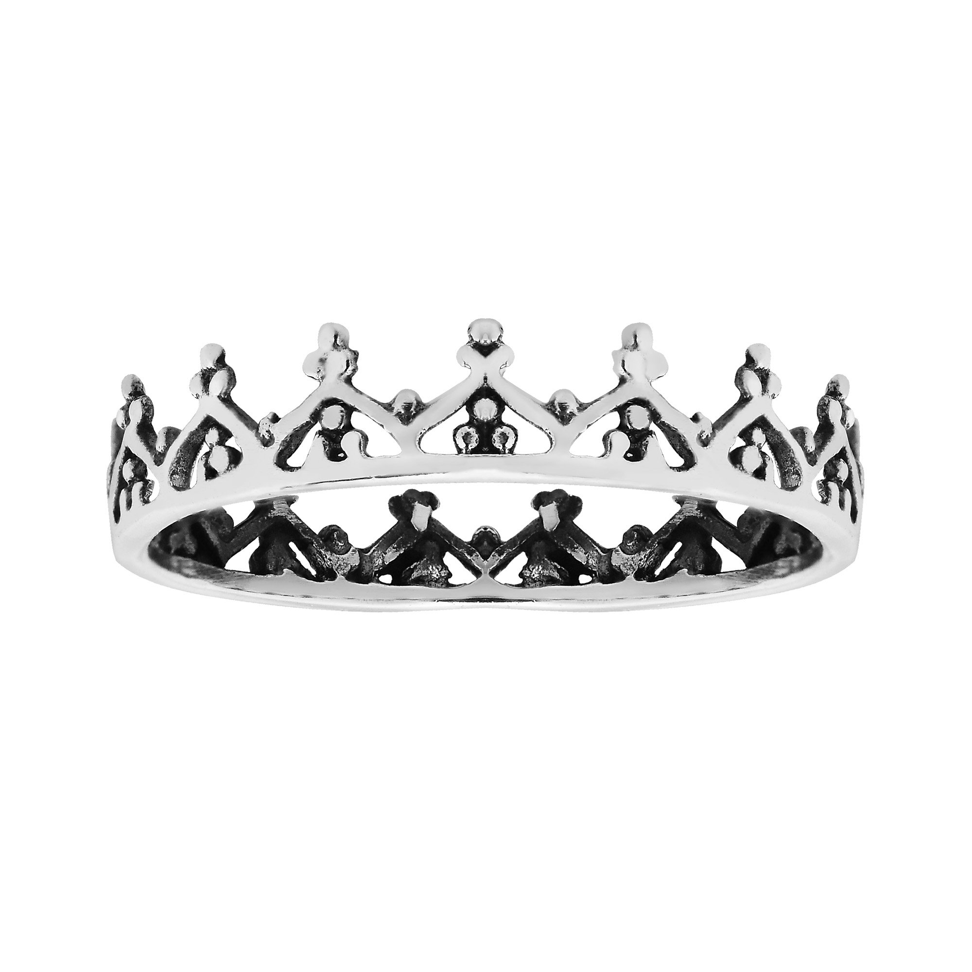 AeraVida Astonished Royal Crown .925 Sterling Silver Band Ring | Statement Fashion, Promise Ring, Couple Unisex Ring | Jewelry Gift | Size 8