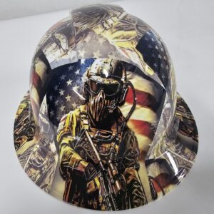 Wet Works Imaging Customized Pyramex Full Brim American Soldier Hard Hat with Ratcheting Suspension