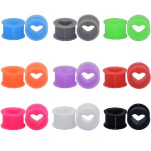 oyaface 18 pc tunnel soft silicone flesh plug heart tunnel flexible ear stretching gauge expander 6mm