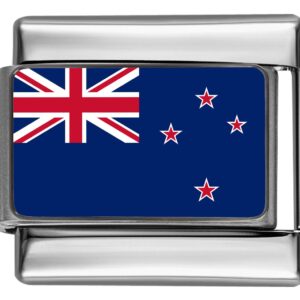 STYLYSH CHARMS New Zealand Kiwi Flag Photo Italian 9mm Link PC127 Fits Traditional Classic