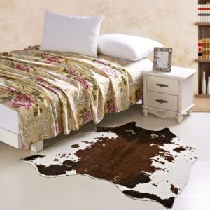 townssilk cow print rug 4.1x4.5 feet faux cow hide rug animal printed area rug carpet for home