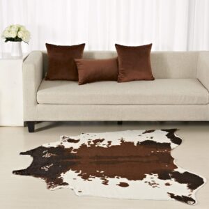 townssilk Cow Print Rug 4.1x4.5 Feet faux Cow hide rug Animal printed area rug carpet for home