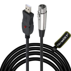 newbep usb xlr microphone cable,10ft usb male to xlr female mic link converter cable studio audio cable connector cords adapter for microphones or recording karaoke sing