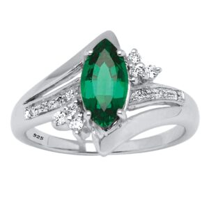 palmbeach marquise cut created or genuine gemstone and round cubic zirconia ring sizes 5-10 size 7