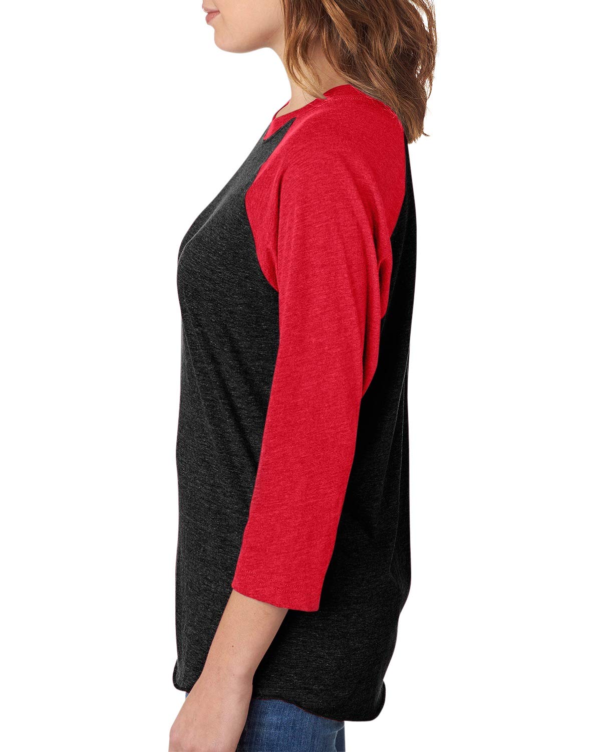 Next Level Mens Tri-Blend 3/4-Sleeve Raglan Tee (6051) vin red/vin blk m