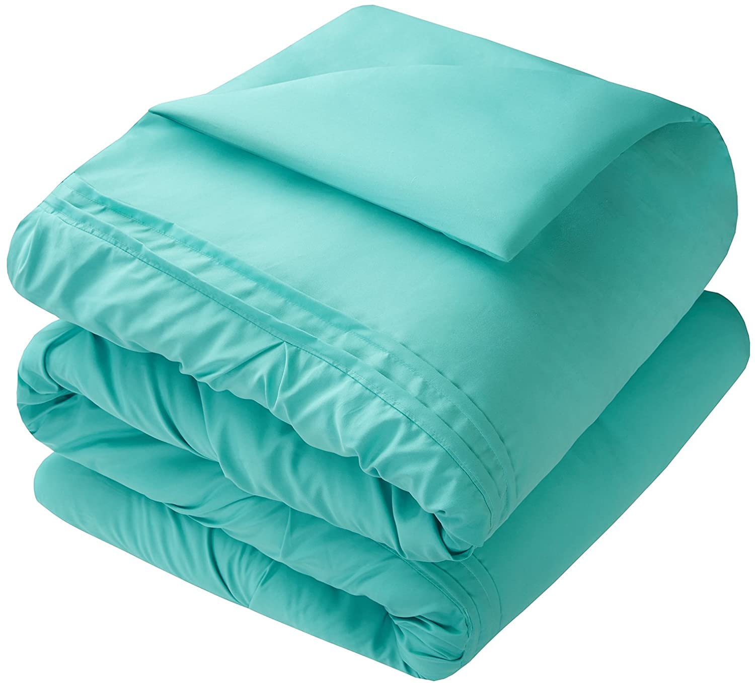 Comfort Spaces Cavoy Comforter Set - Luxe Diamond Tufting, All Season Bedding, Matching Bed Skirt, Decorative Pillows, Queen, Faux Silk Aqua 5 Piece