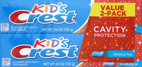 Crest Kid's Cavity Protection Toothpaste for Kids (children and toddlers 2+), Sparkle Fun Flavor, 4.6 Ounce (Pack of 2)