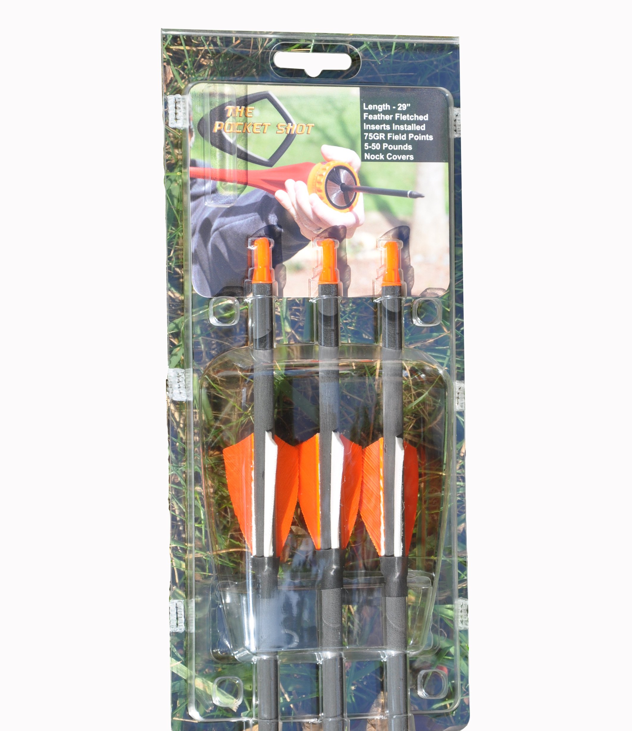 Pocket Shot Arrows (3 Pack)- 30 inch with Practice Tips-Small Feathered fletchings