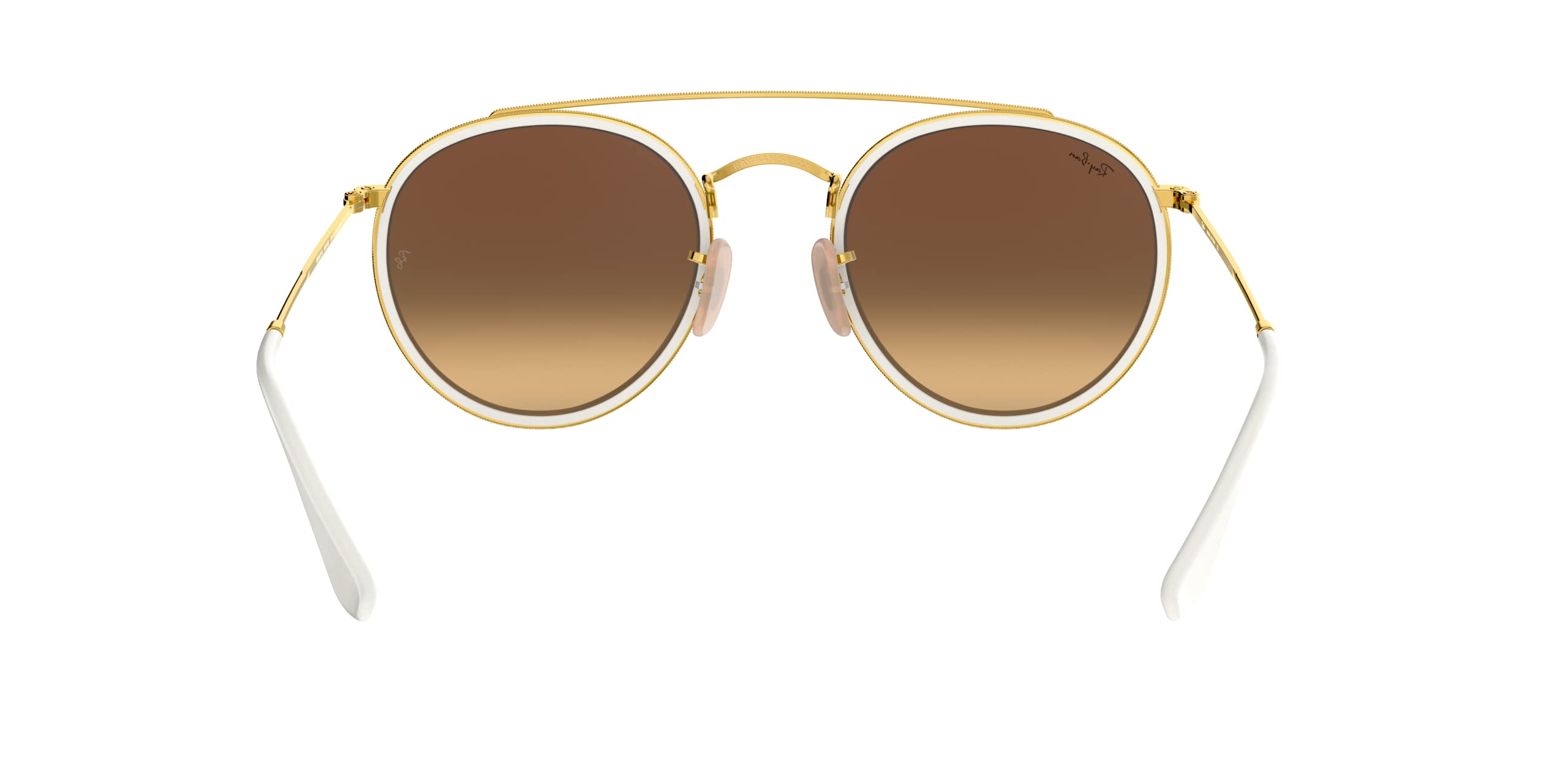 Ray-Ban RB3647N Double Bridge Round Sunglasses, Gold/Brown Gradient Mirrored Blue, 51 mm + 1