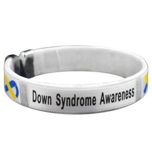 Down Syndrome Awareness Blue & Yellow Bangle Bracelet - Adult Size (25 Bracelets - Wholesale)