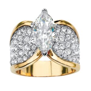 palmbeach yellow gold-plated marquise cut cubic zirconia and round simulated crystals engagement ring sizes 7-12 size 9