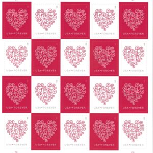 USPS Forever Hearts Forever Stamps - 100 Stamps (5 sheets of 20)