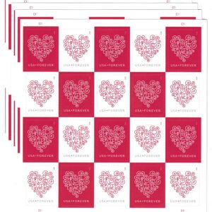 USPS Forever Hearts Forever Stamps - 100 Stamps (5 sheets of 20)