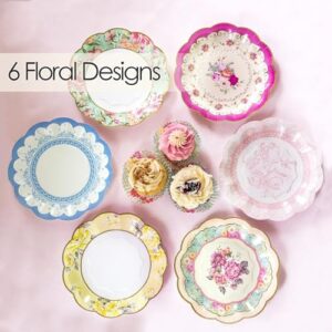 Talking Tables TS6-VINTAGE-PLATE Truly Scrumptious Tea Party Vintage Floral Paper Plates Small, Mixed colors