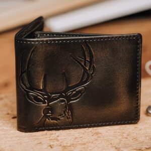 House of Jack Co. DEER Bifold Wallet for Men | Extra Capacity Two ID Windows | Full Grain Leather With Hand Burnished Finish | Multi Card Capacity | Deer Men's Wallet