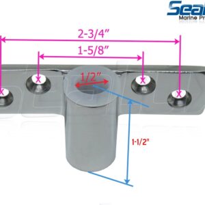 SeaLux Marine 316 Stainless Steel Side Mount Oarlock Sockets for 1/2" Shank (Pair)