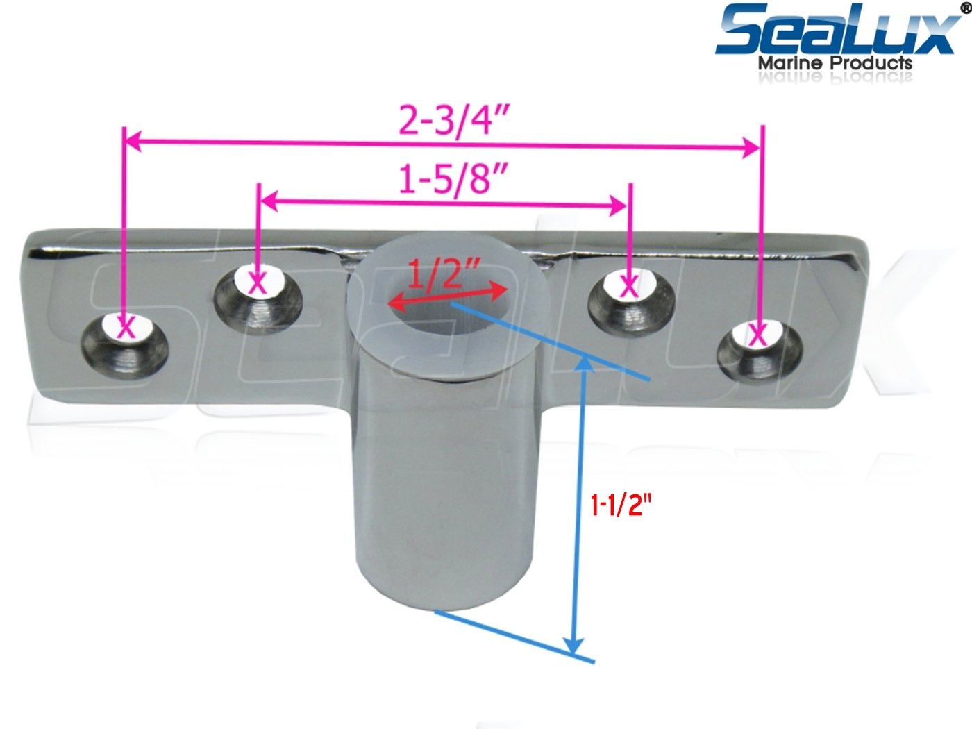 SeaLux Marine 316 Stainless Steel Side Mount Oarlock Sockets for 1/2" Shank (Pair)