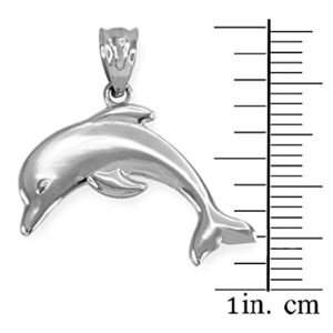 High Polish 925 Sterling Silver Jumping Dolphin Necklace Pendant