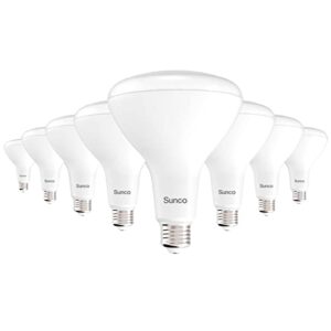 sunco lighting - 8 pack br40 light bulbs, led indoor flood light, dimmable, cri94 4000k cool white, 100w equivalent 17w, 1400 lumens, e26 base, indoor home recessed can lights, high lumens - ul