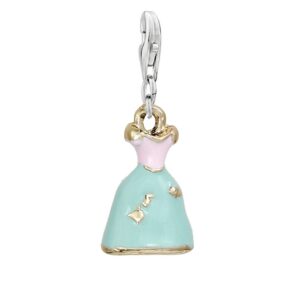 sexy sparkles princess dress 3d dangle clip on jewelry with lobster claw clasp charm for link chain bracelets