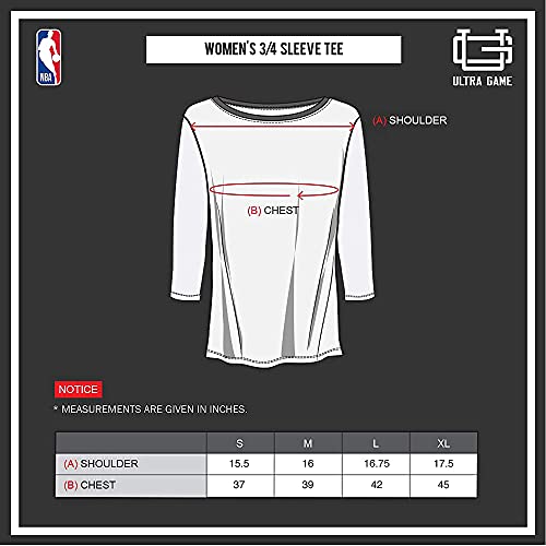 Ultra Game NBA Golden State Warriors Womens T-Shirt Raglan Baseball 3/4 Long Sleeve Tee Shirt, Team Color, Small