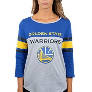 Ultra Game NBA Golden State Warriors Womens T-Shirt Raglan Baseball 3/4 Long Sleeve Tee Shirt, Team Color, Small