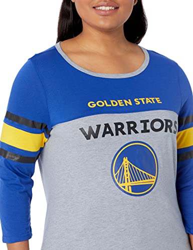 Ultra Game NBA Golden State Warriors Womens T-Shirt Raglan Baseball 3/4 Long Sleeve Tee Shirt, Team Color, Small