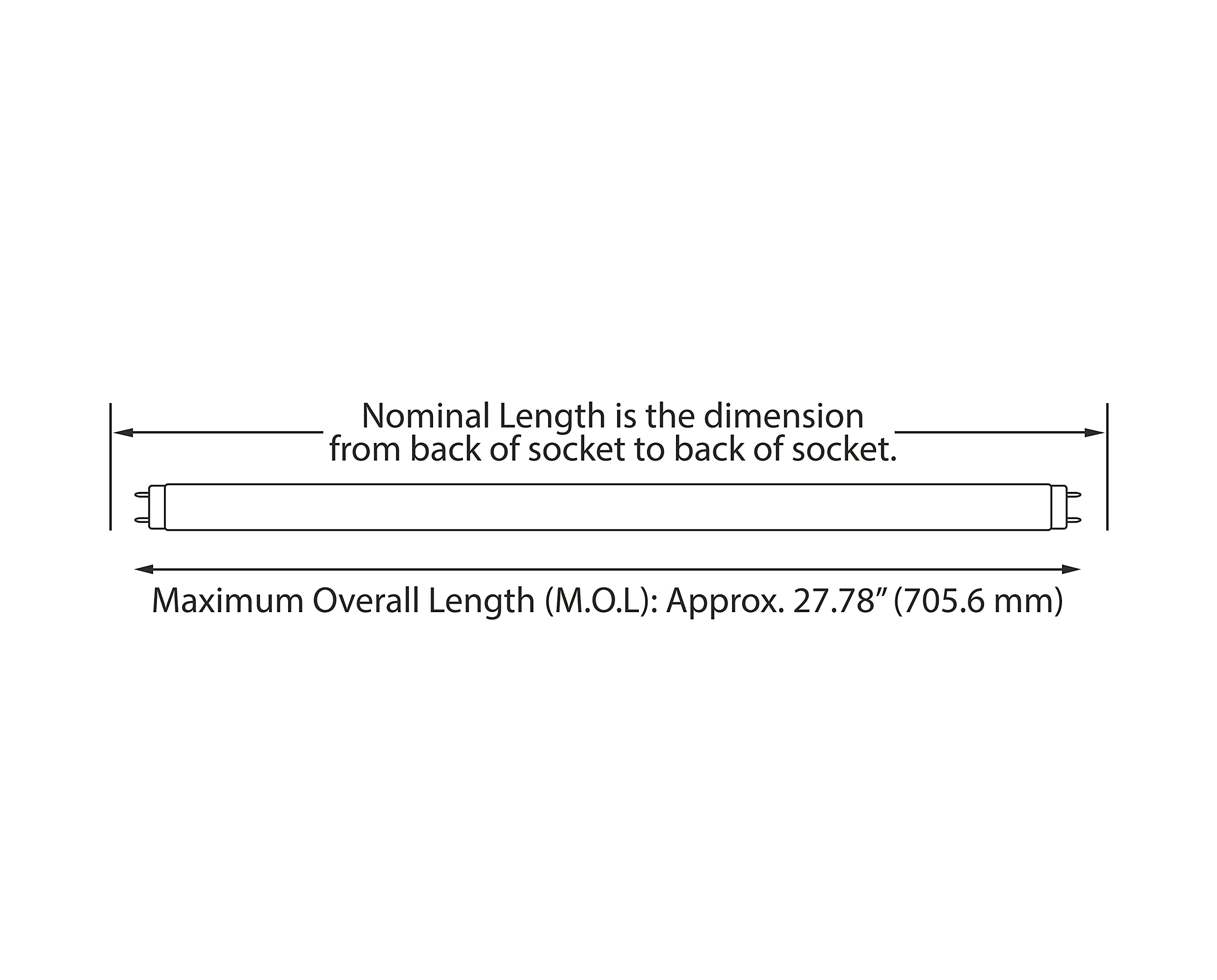 NYLL - 28 Inch/ 28" Plug & Play LED Tube - Daylight (6000K) T8 LED Lamp Directly Relamp Fluorescent Bulb F17T8/28, F18T8/28, F28”T8, F25T12/28 (Without rewiring or Modification) - Ballast Required!