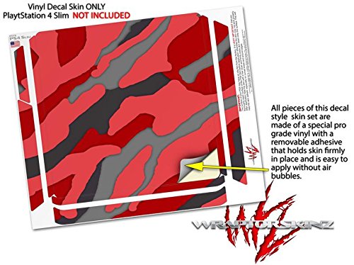 Vinyl Decal Skin Wrap compatible with Sony PlayStation 4 Slim Console Camouflage Red (PS4 NOT INCLUDED)