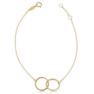 kooljewelry 14k yellow gold interlocking circles adjustable bracelet (adjusts to 7 or 7.5 inch)