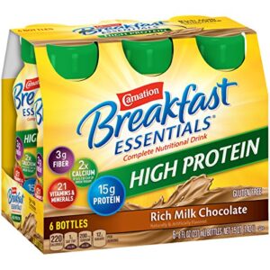 Carnation Breakfast Essentials High Protein Ready-to-Drink, Rich Milk Chocolate, 8 FL OZ Bottle (Pack of 6) (Packaging May Vary)