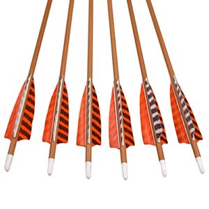 ELONG 6pk 30" Archery Carbon Arrows Wood Camo Spine 600 Recurve Bows Turkey Feather Arrow