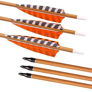 ELONG 6pk 30" Archery Carbon Arrows Wood Camo Spine 600 Recurve Bows Turkey Feather Arrow