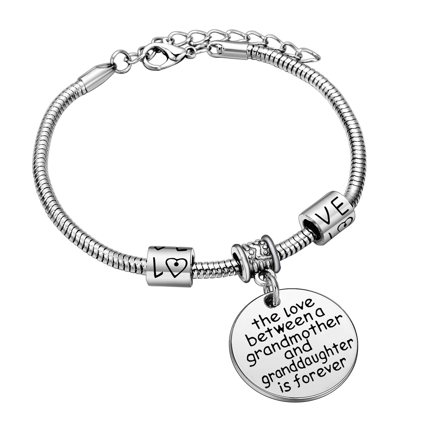 YEEQIN Love between a Grandmother and Granddaughter is Forever Bracelet Family Jewelry Christmas Gift