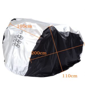 Maveek Bicycle Cover for 3 Bikes Waterproof Outdoor Storage Cycle Protection UV Rain Snow Proof Tarp Tent Shed for Bikes All Weather Dust Dirt Resistant Winter Summer Indoor Garage (Sliver/Black)