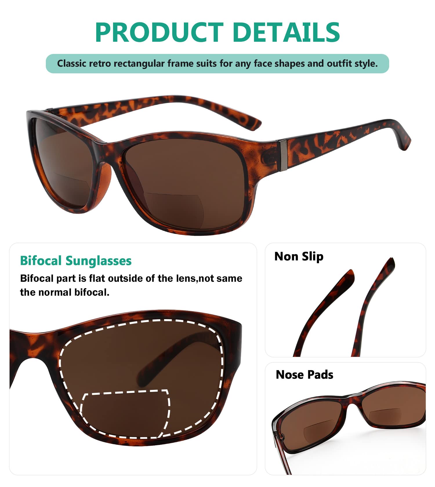 Eyekepper Bi-Focal Sunshine Readers Fashion Bifocal Sunglasses Tortoise/Brown Lens +2.5