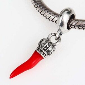 Red Horn Charm 925 Sterling Silver Crown Charm Red Pepper Charm Chilli Charm for Bracelet