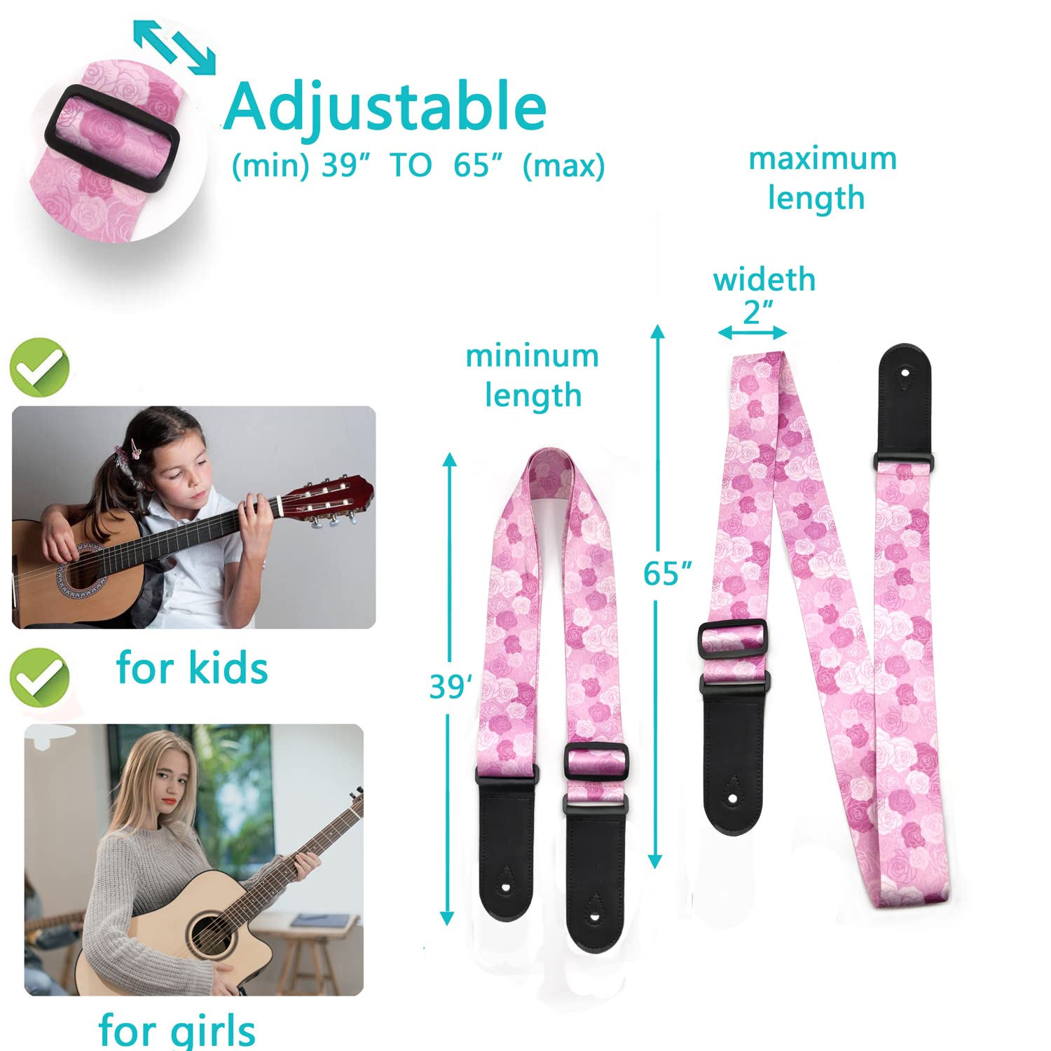 CHMETE Guitar Strap Girls (Rose)