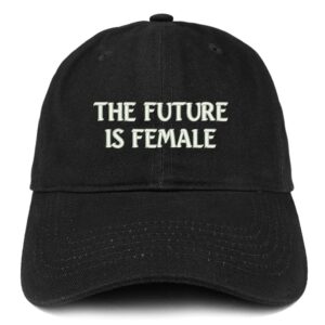 trendy apparel shop the future is female embroidered low profile adjustable cap dad hat - black