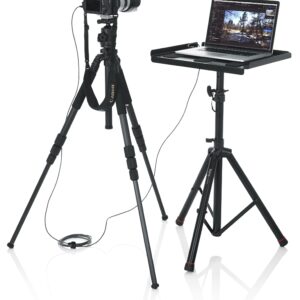 Gator Frameworks Heavy Duty Deluxe Adjustable Multi-Media Gear Stand Featuring 100x100 Vesa Mounting Brackets | Ideal for Laptops and more; Min/Max Height - 36"/48" (GFW-UTL-MEDIATRAY2)