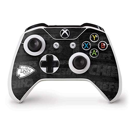 Skinit Decal Gaming Skin compatible with Xbox One S Controller - Officially Licensed NFL Kansas City Chiefs Black & White Design