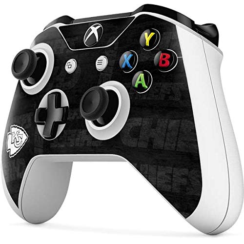 Skinit Decal Gaming Skin compatible with Xbox One S Controller - Officially Licensed NFL Kansas City Chiefs Black & White Design