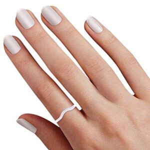 Jewel Zone US Round Cut White Natural Diamond Accent Curved Wedding Band Ring 14k White Gold Over Sterling Silver Stackable Band Rings for Women (0.06 Cttw) Ring Size-5