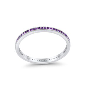 Blue Apple Co. Simulated Amethyst Cubic Zirconia Size-10 Full Eternity Stackable Band Ring Round Simulated Cubic Zirconia 925 Sterling Silver